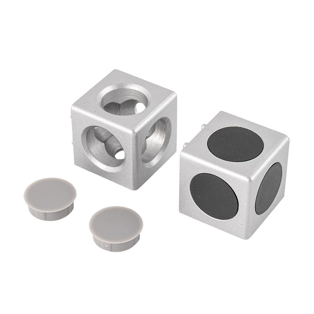 Wholesale Alu Alloy 3 Ways Cubic Corner Connector with Cover Caps for 3030 4545 Series Aluminum Profile