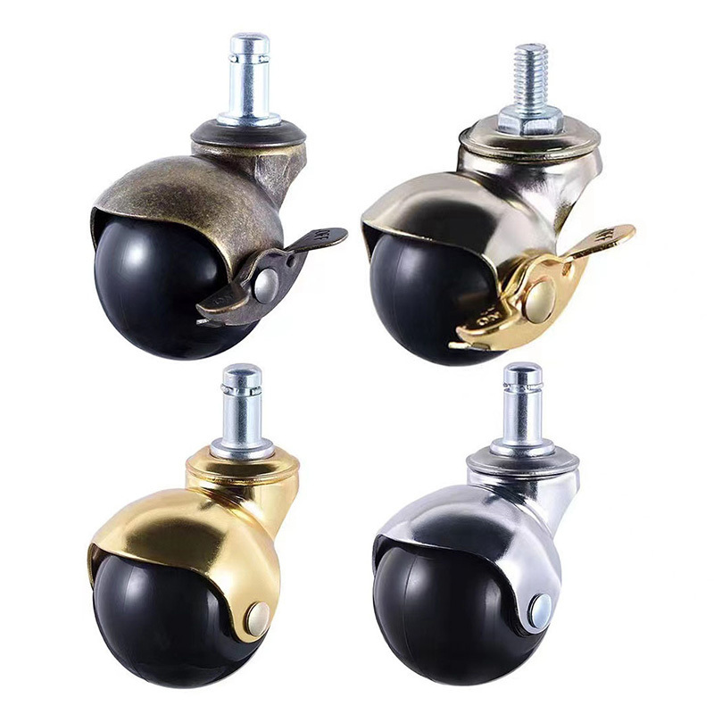 Custom 1inch 2inch electroplate antique brass metal furniture sofa ball caster