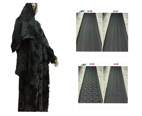 hot sale rayon polyester jacquard fabric formal black with abaya