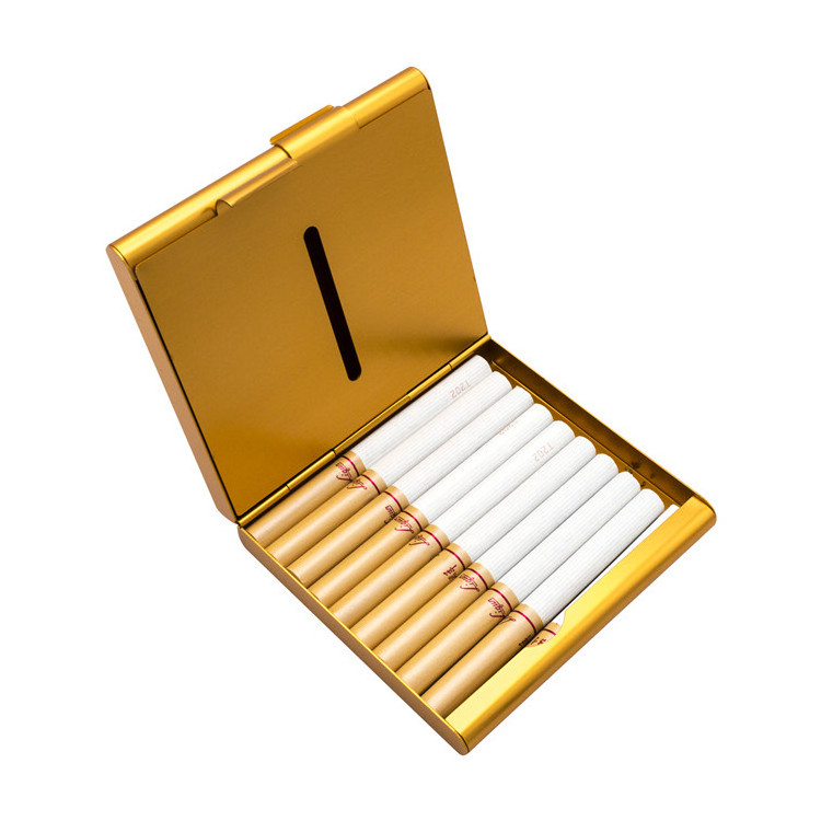 Hottest custom 2 compartments cigarette case metal+personalized gold filled aluminum cigarette cases