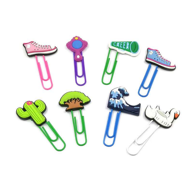 Factory Sale Cute Kawaii Cartoon PVC Soft Rubber Bookmark Creative Paperclip Design for Office School Use