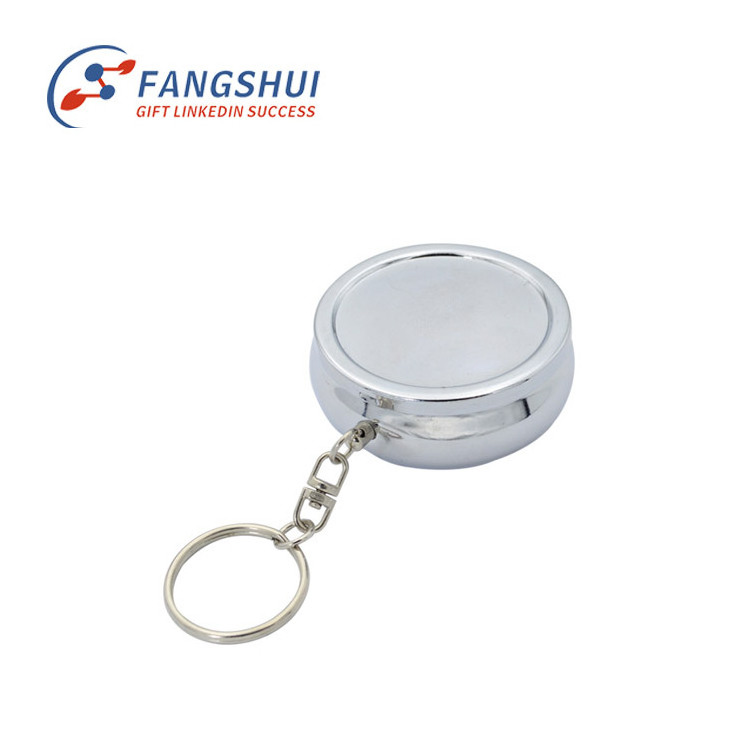 Mini metal pill case with cutter in stock portable out door gadget bulk stainless steel keyring medicine case keychain pill box