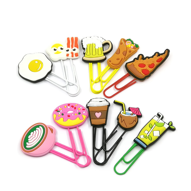 Factory Sale Cute Kawaii Cartoon PVC Soft Rubber Bookmark Creative Paperclip Design for Office School Use