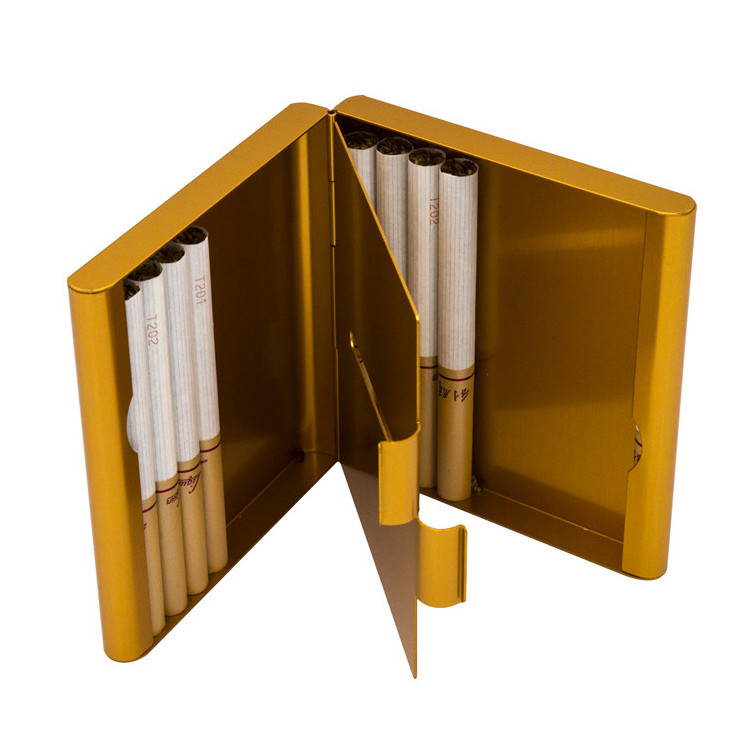 Hottest custom 2 compartments cigarette case metal+personalized gold filled aluminum cigarette cases