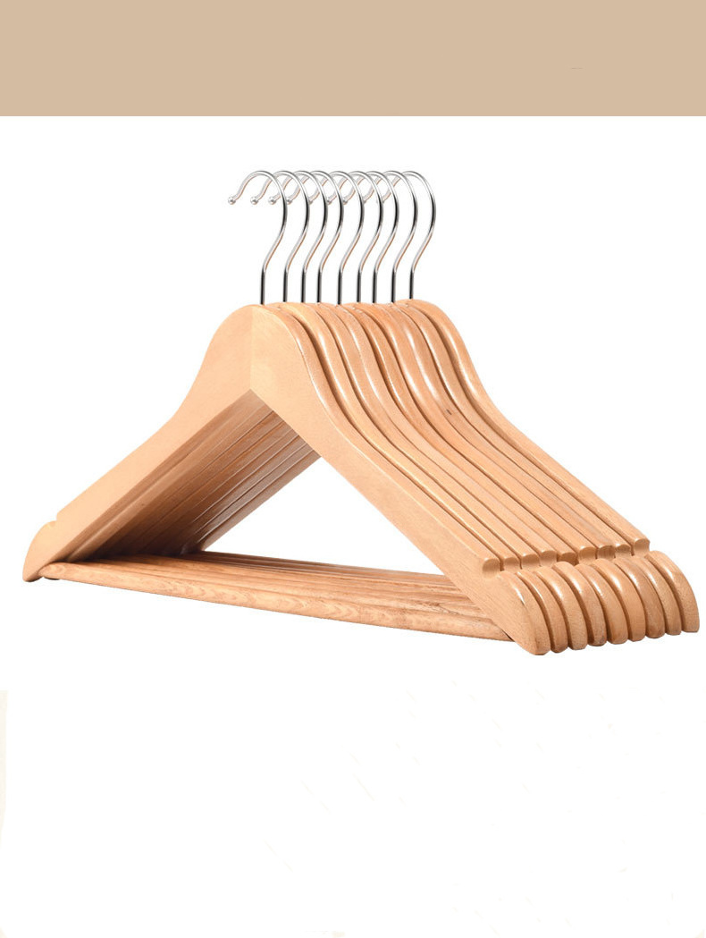 Beech lotus wood customize logo cloth hangers customize brown wooden hanger for clothes hanging