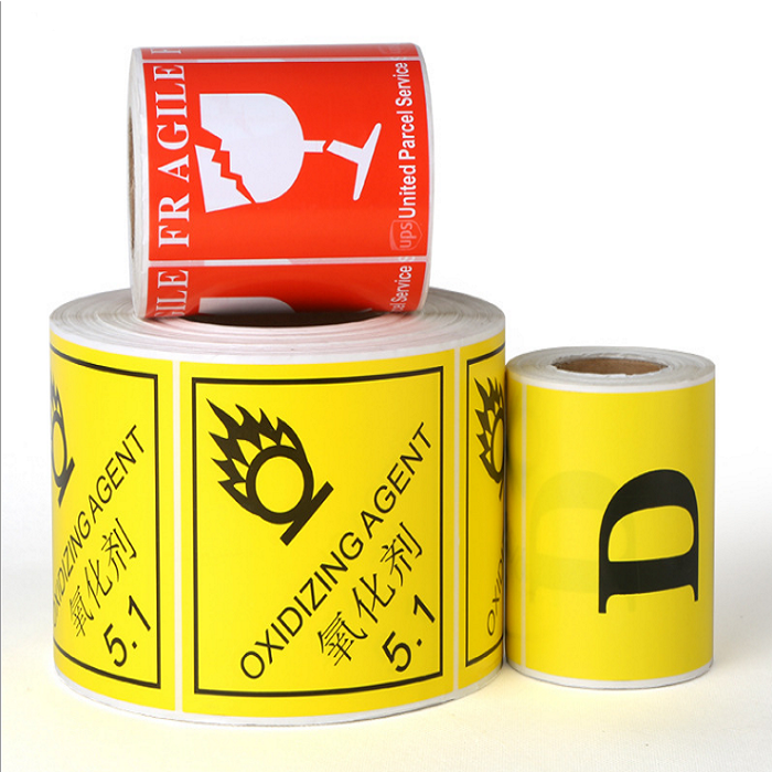 Adhesive hazard dangerous goods warning reminder personalized labels sticker for container shipping