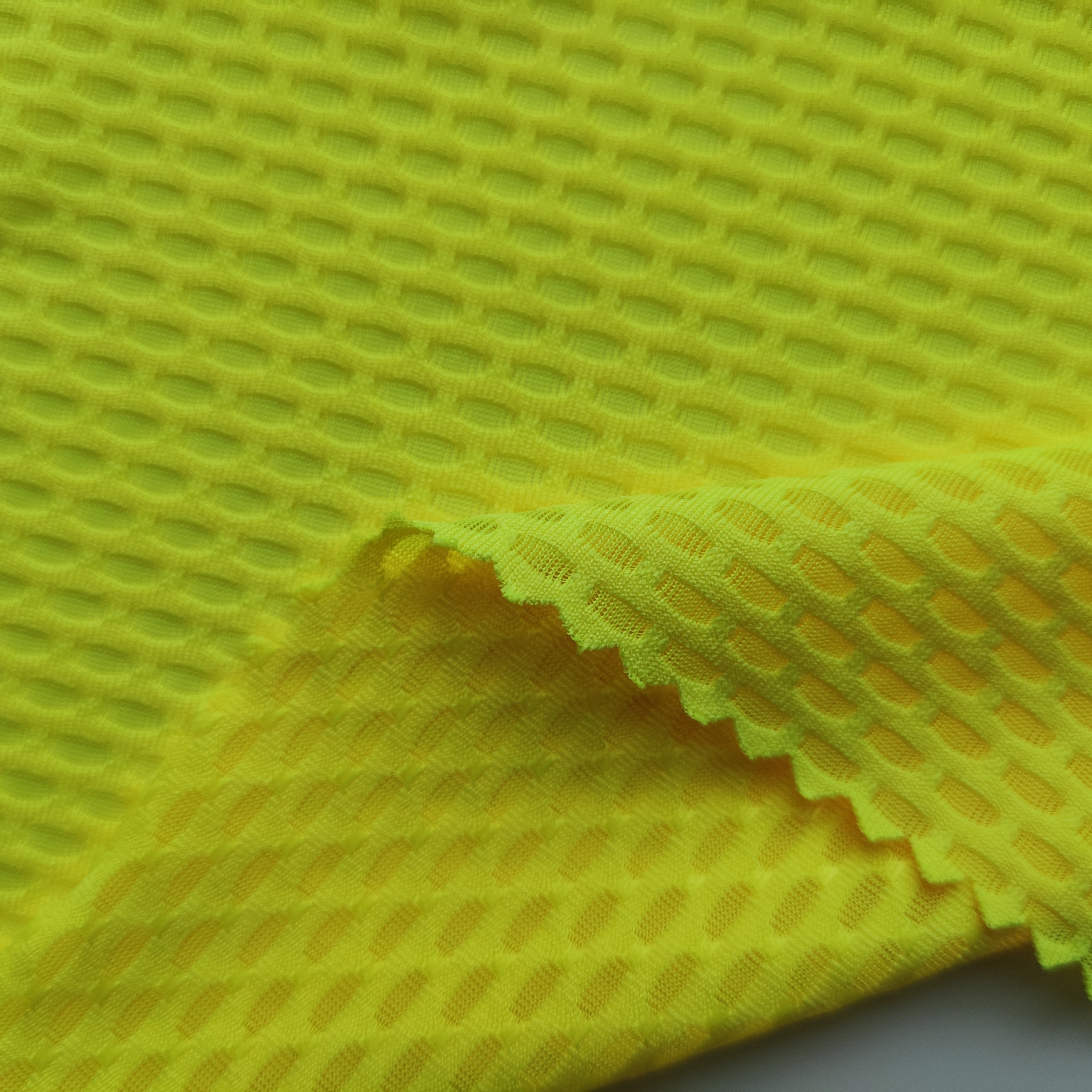 Polyester spandex jacquard stretch knit elastic mesh sportswear activewear fabric