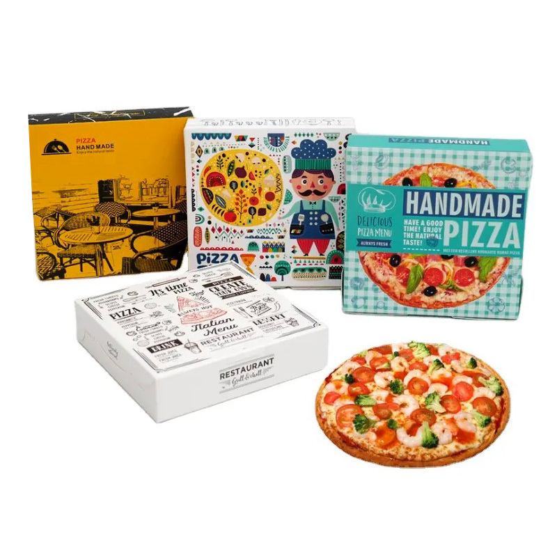 Supplier Custom Design Printed Delivery Pizza Box Package Carton Packing Bulk Cheap Pizza slice Boxes Boite A Pizzas with Logo