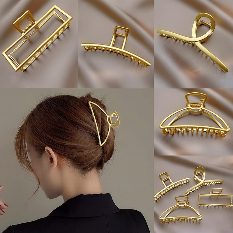 Wholesale Korea Elegant High Quality 11cm Large Big Metal Strong Hair Claw Clips Gold Metal Hair Claw Accessories For Women