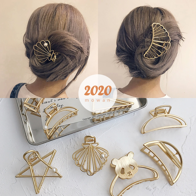 YT Middle Size Gold Plated Fashion Ponytail Hair Accessories Claw Clamp For Women Thick Hair Metal Hair Claws for women