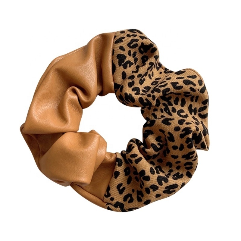 Stitching Leather Printing Animal Hair Band Ropes PU Cows Leopard Cheetah Pattern Scrunchies