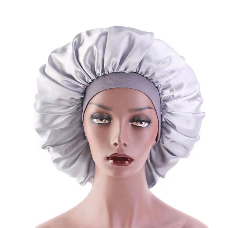 Low MOQ Fashion Designer Women Custom Colorful Satin Silk Designer Sleep Hair Bonnet