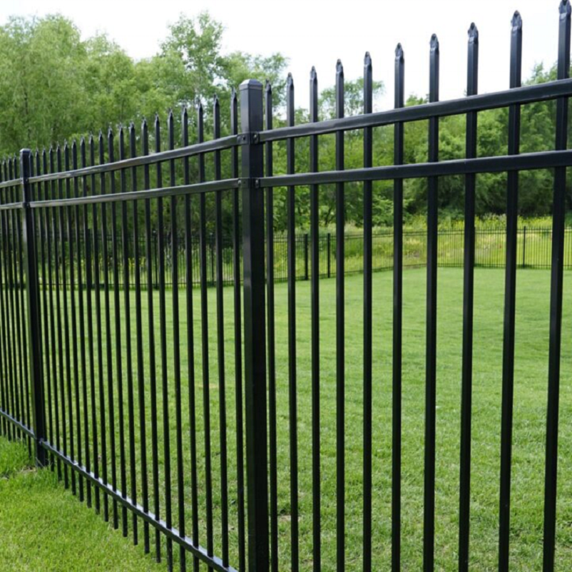 High quality metal used iron fencing powder coated welded metal fences panels tubular steel picket fence