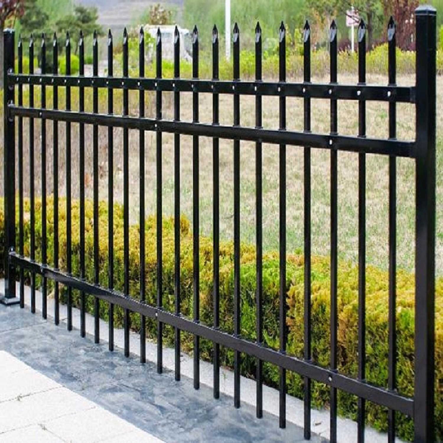 Popular Zinc Steel Welded Fence Garden Wrought Iron fence panels galvanized zinc steel picket fence