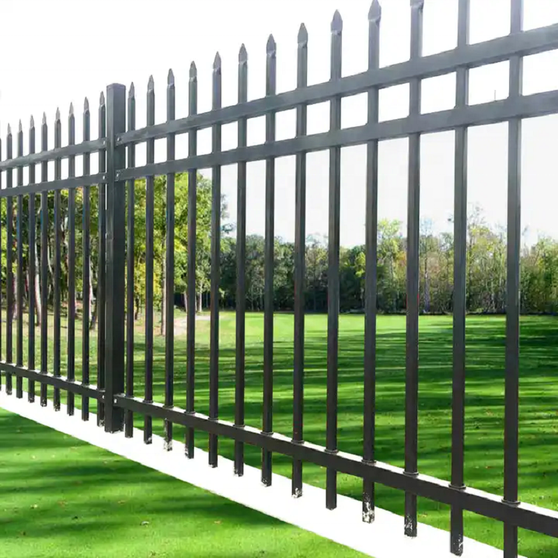 High quality metal used iron fencing powder coated welded metal fences panels tubular steel picket fence