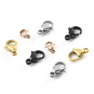 Factory Wholesale Stainless Steel No Fade PVD Gold Plated Jewelry Finding Accessories Lobster Claw Clasp for Jewelry Making