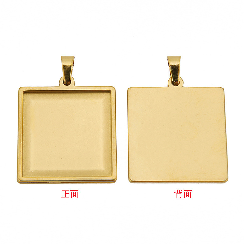 Fashion Stainless Steel Jewellery 18k Gold Plated Blank Tray Bezel Pendants Charms for Making Jewelry Necklace