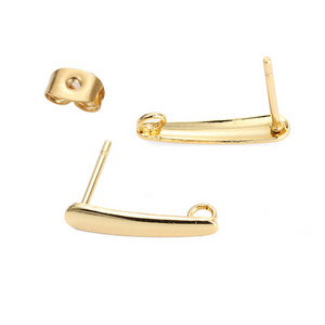 Custom 316 stainless steel plating 18K real gold earring hook with backing diy jewelry making French earrings hook