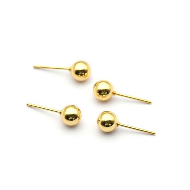 Stainless Steel 18k Gold Plated Waterproof Diy Findings Earring Stud Posts Ball With Loop Jewelry Making Supplies