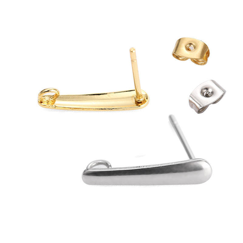 Custom 316 stainless steel plating 18K real gold earring hook with backing diy jewelry making French earrings hook