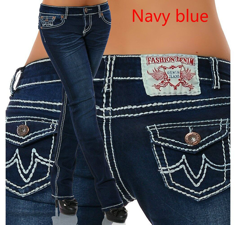 China Factory Wholesale Female Pocket Jeans Women Pencil Trousers Jeans