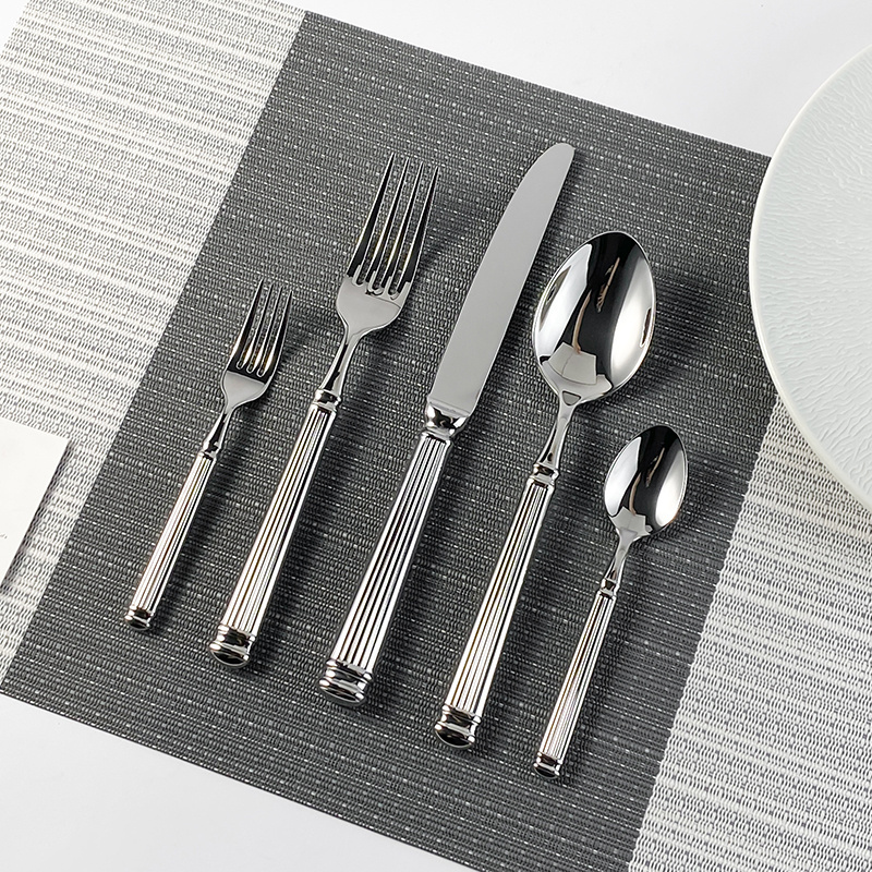 high quality luxury think handle silver stainless steel 18/10 cutlery set