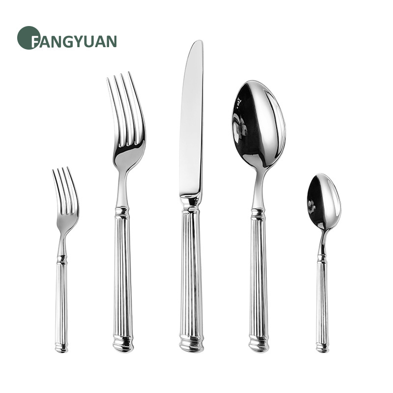 high quality luxury think handle silver stainless steel 18/10 cutlery set