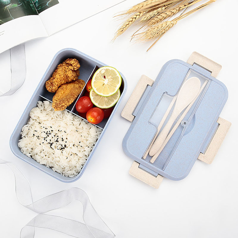 Free cutlery leak free custom logo 3 compartment insulated plastic omie tiffin boxes food bento lunch box for kids school girls