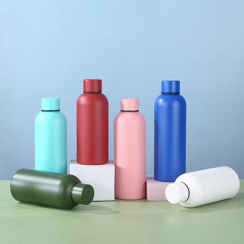 Nice custom color logo portable school stainless steel 304 vacuum flask powder coated water bottle insulated for sports