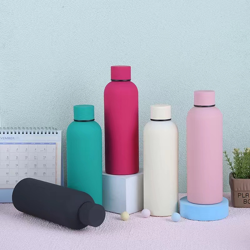 Nice custom color logo portable school stainless steel 304 vacuum flask powder coated water bottle insulated for sports