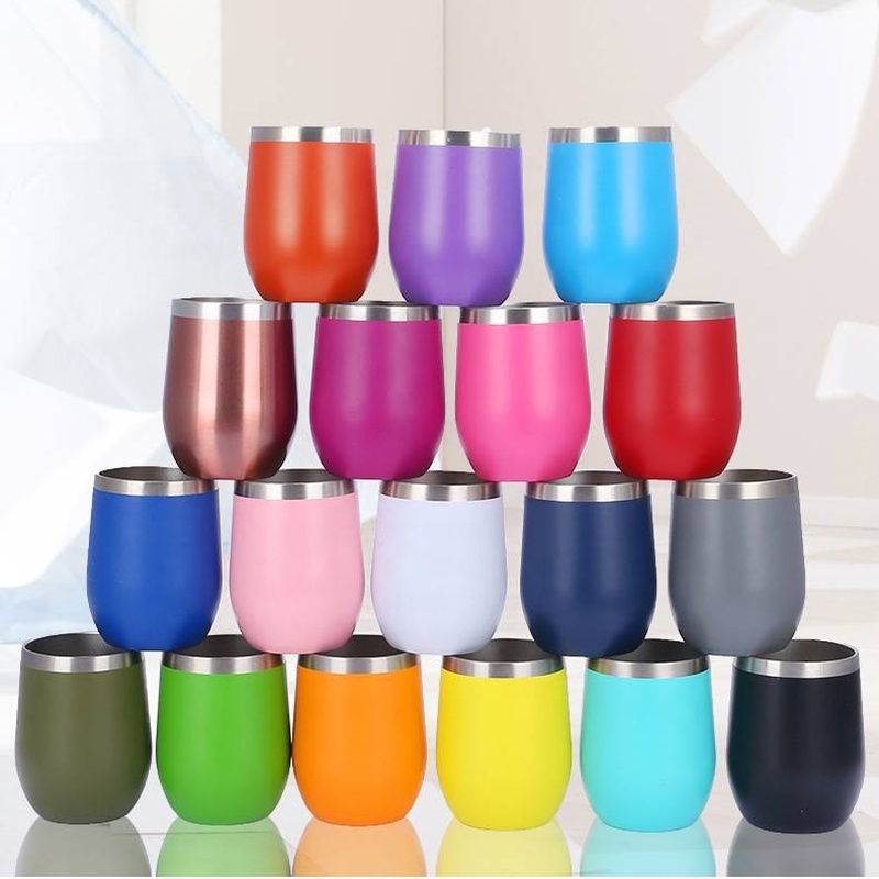 Wholesale 12oz custom logo stainless steel 304 egg mugs tumbler travel insulated beer tea coffee thermo mug cup with lid