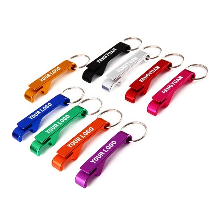 FANGYUAN Portable metal customized logo aluminium key ring beer wine bottle opener keychain for bar bottle cap