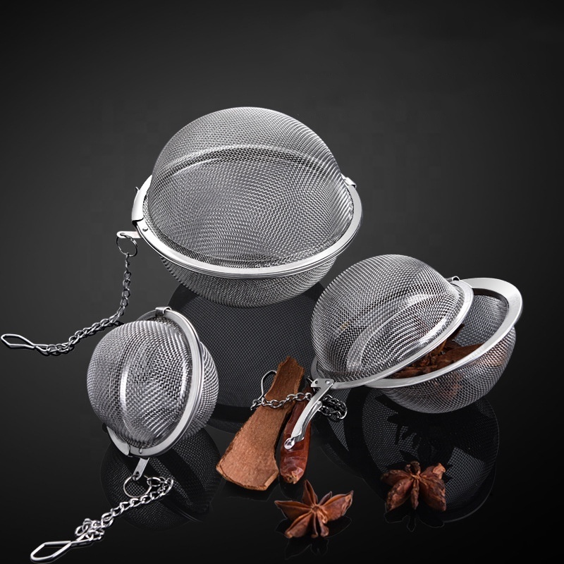 Food grade stainless steel 304 18/8 mesh tea infuser ball tea strainer tea filter with chain