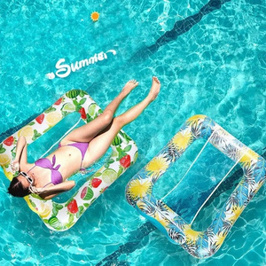 Hot Sale PVC Water Lounger Hammock Swimming Portable Water Air Mattresses Inflatable Float Mesh Recliner Folding Back Inflat Bed