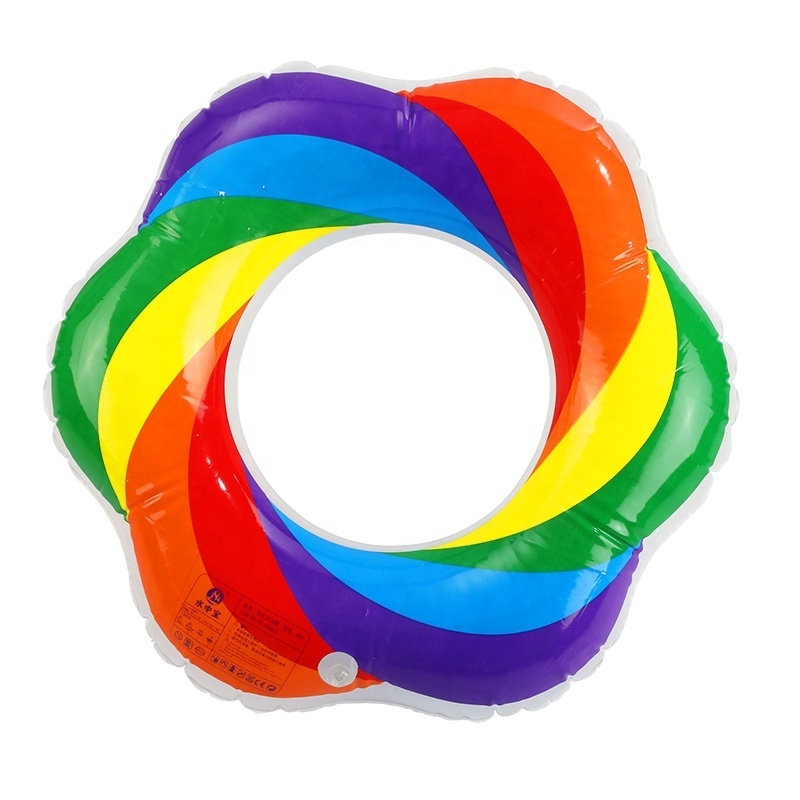 2024 New Floating Row Custom Size 60cm 90cm Baby Adult Inflat Thick Rainbow Kids Inflatable Water Park Tube Swim Wrestling Ring