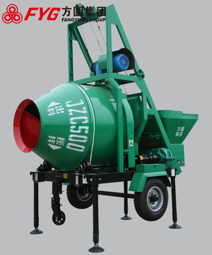 JZC350 Mobile Diesel self loading Concrete Mixer with hoist lift machine