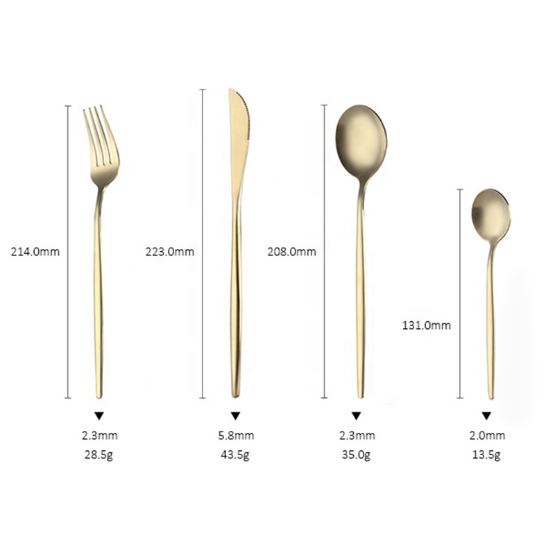 FANGYUAN custom logo Portuguese high quality mirror polish stainless steel 4pcs gold silverware set cutlery for wedding events