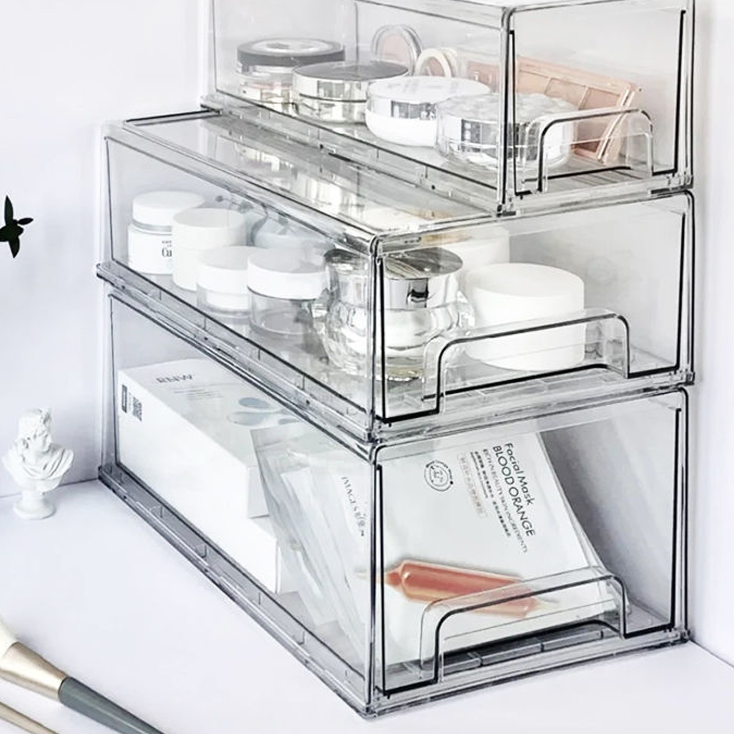 Clear Drawers Pull Out Refrigerator Organizer Bins Stackable Fridge Drawers Food Pantry Freezer Plastic kitchen organizing