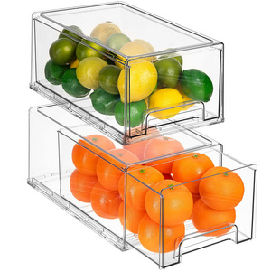 Clear Drawers Pull Out Refrigerator Organizer Bins Stackable Fridge Drawers Food Pantry Freezer Plastic kitchen organizing