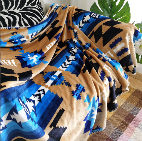 1000g  heavy fleece soft western aztec  native american print blankets