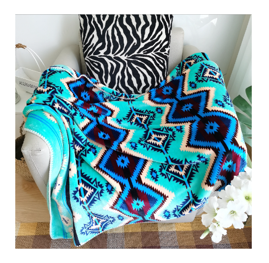 1000g  heavy fleece soft western aztec  native american print blankets