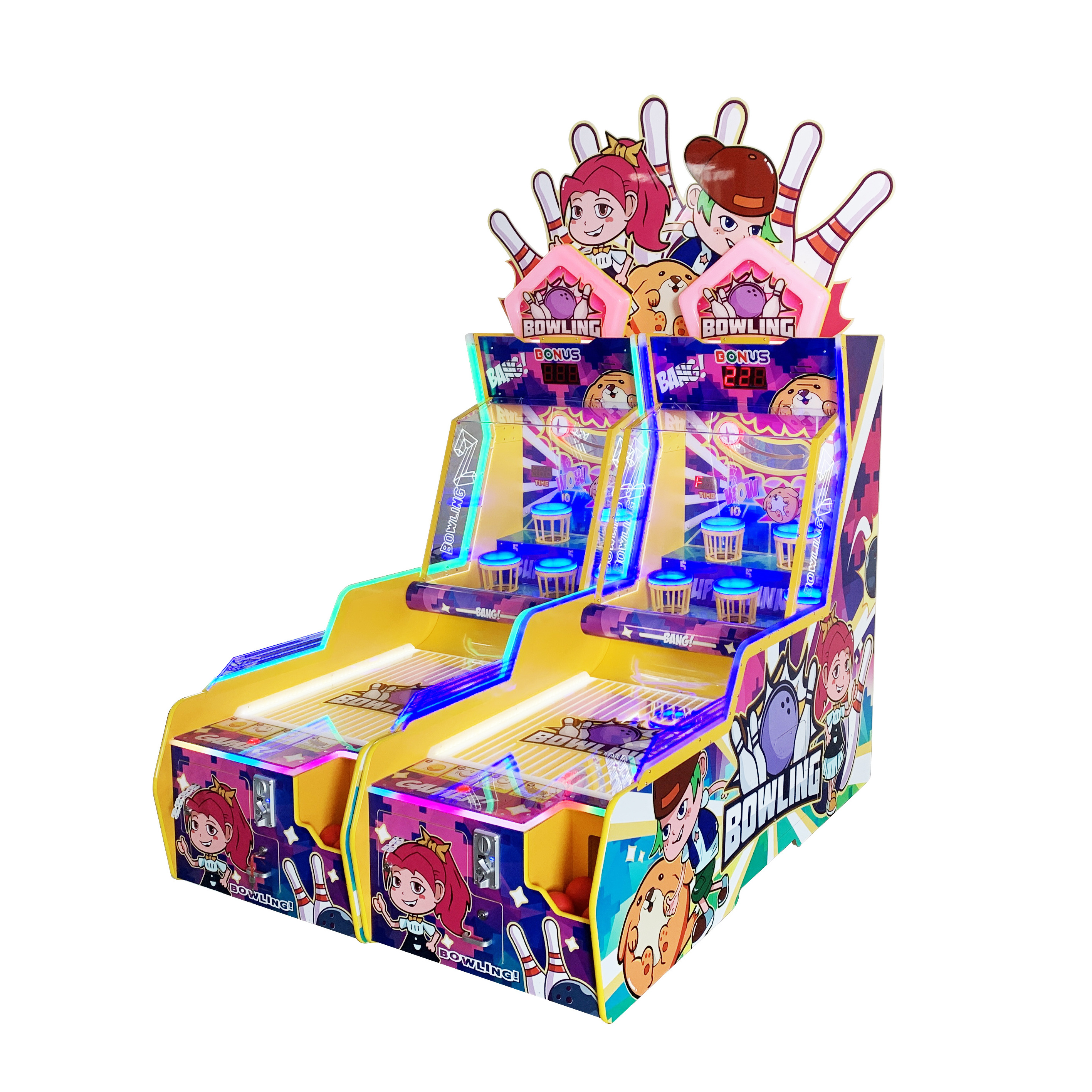 Funzone New Design Arcade Coin Operated Bowling Machine Throwing Bowling Big Dunk For Amusement park