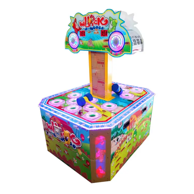 Funzone Kids Hitting Hammer Whack A Mole Redemption Game Machine Coin-Operated Hammer Frog Arcade Game Machine