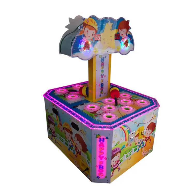 Funzone Kids Hitting Hammer Whack A Mole Redemption Game Machine Coin-Operated Hammer Frog Arcade Game Machine