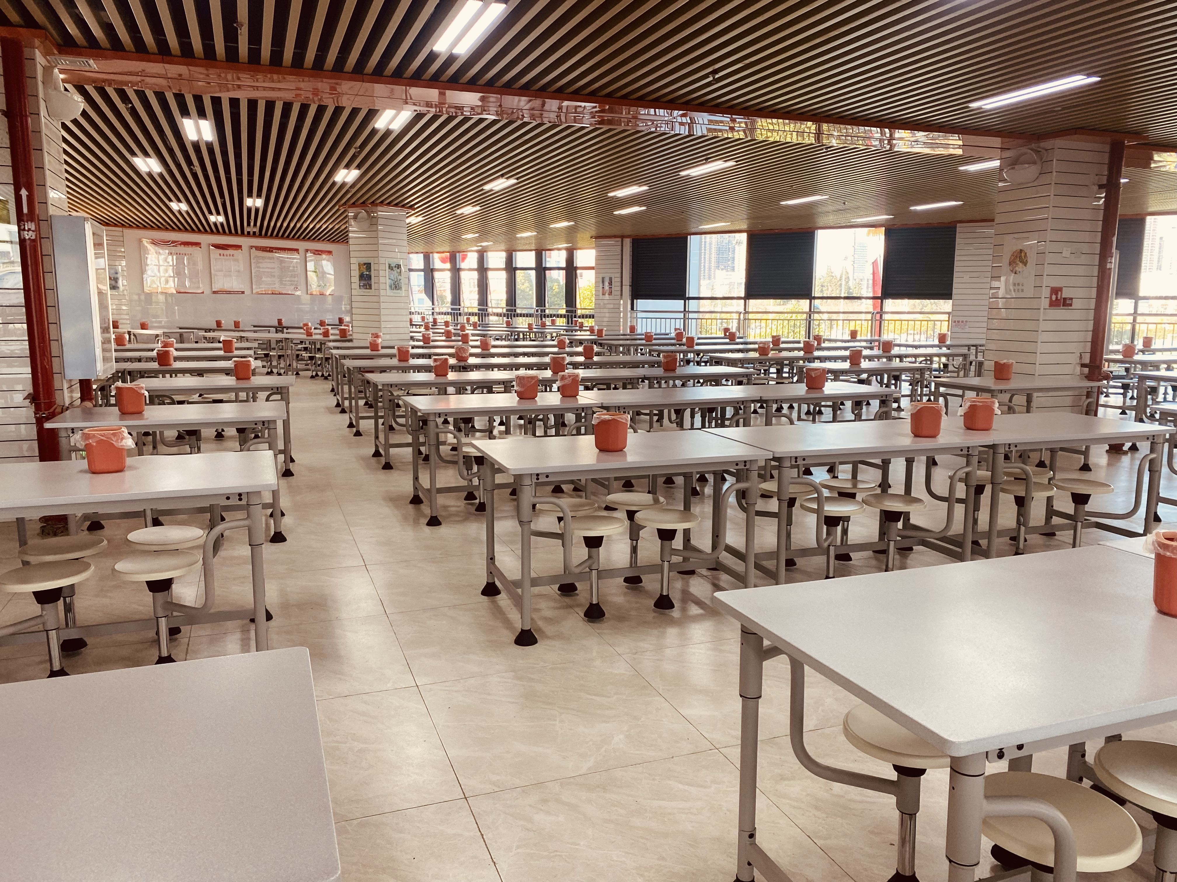 Powder coating MDF canteen table, dining table, dining hall table set for school