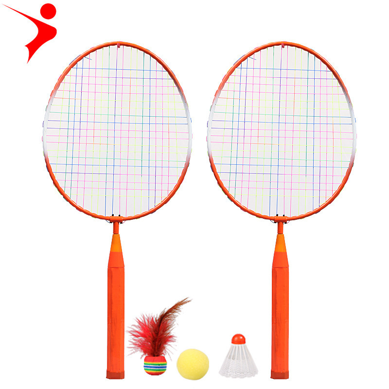 regail 6504 children badminton racket with 3balls in net package cheap steel badminton set