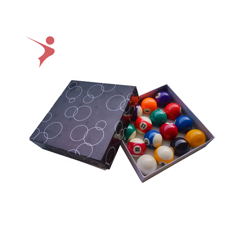 57.2mm large billiards, commonly used billiards set, resin material billiards, box with 16 colored billiards