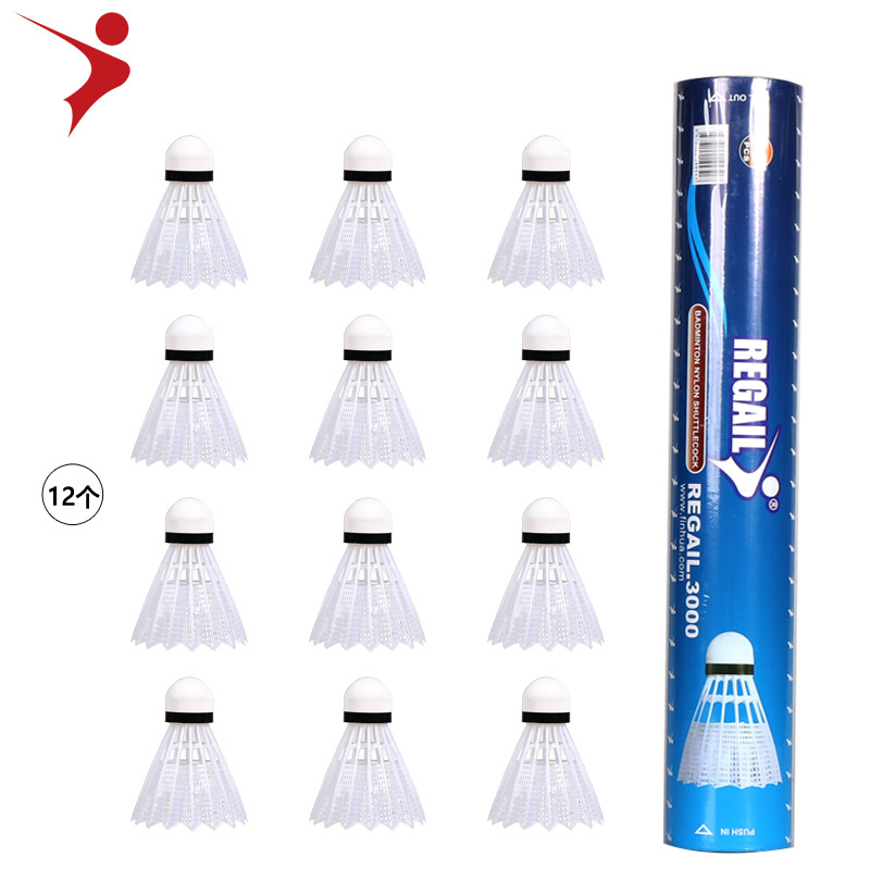 Regail Low Price Sports Promotion Durable Nylon Badminton Shuttlecocks 12 pc tube copy nylon badminton shuttlecock