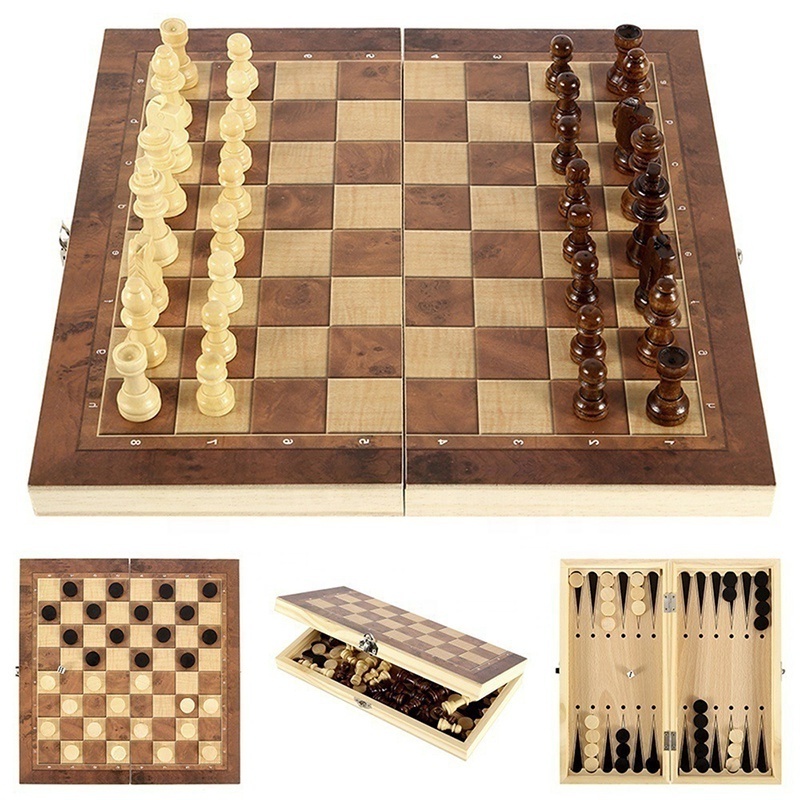 Wooden Chess Set with Folding Chess Board 9