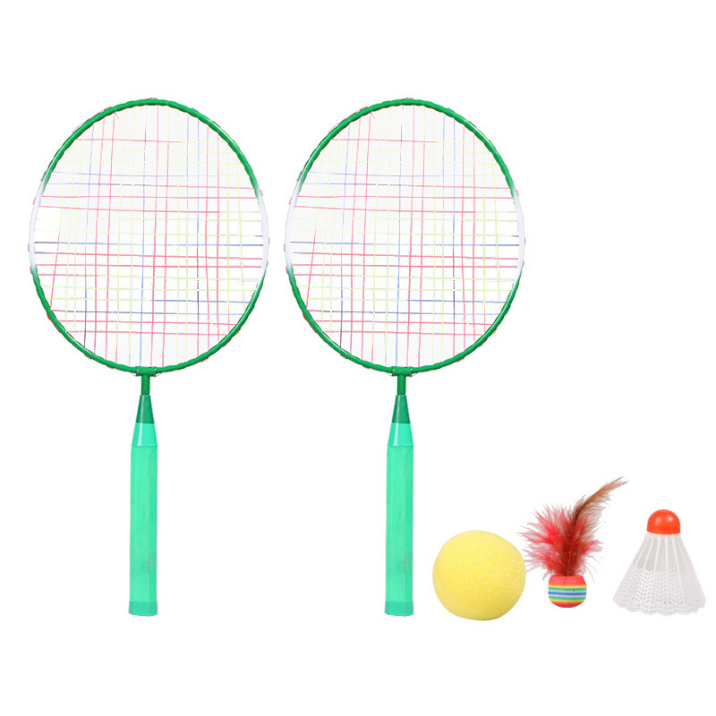 regail 6504 children badminton racket with 3balls in net package cheap steel badminton set